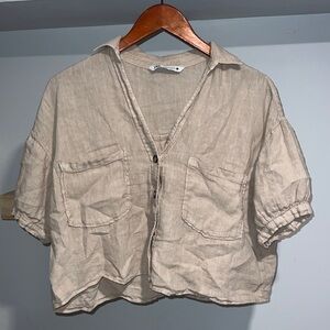 Zara brown button up‎ t shirt